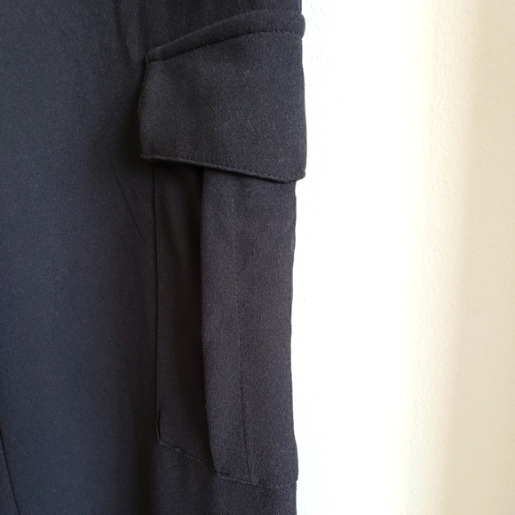 Femme by Design Black Baggy Dress Cargo Trousers Silver Ankle Snap Women S-L NWT - Picture 6 of 11